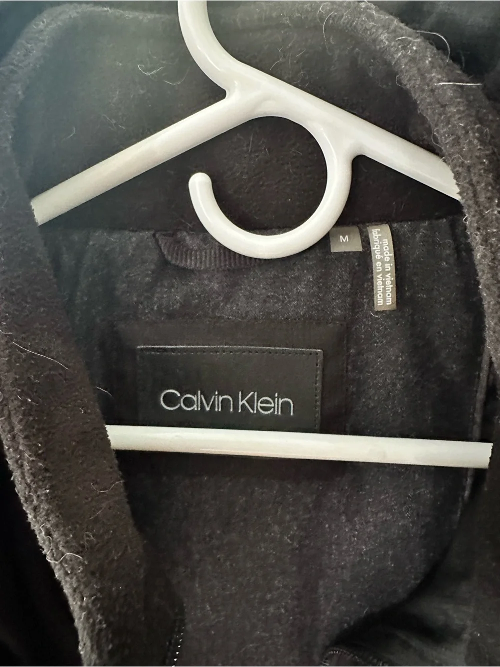 Calvin Klein Black Hooded Raincoat - Zip Front
